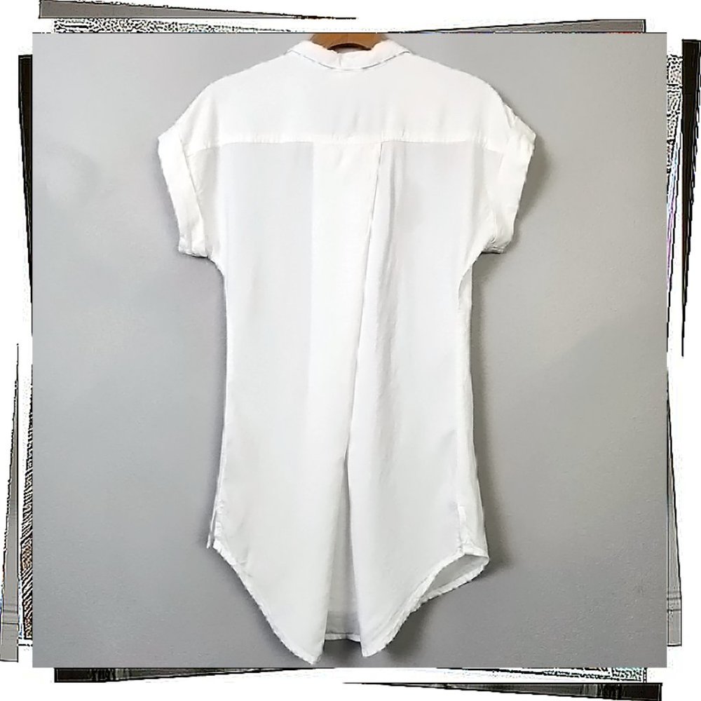 Classic White Button Down Tunic Length Top (Xs) B… - image 5